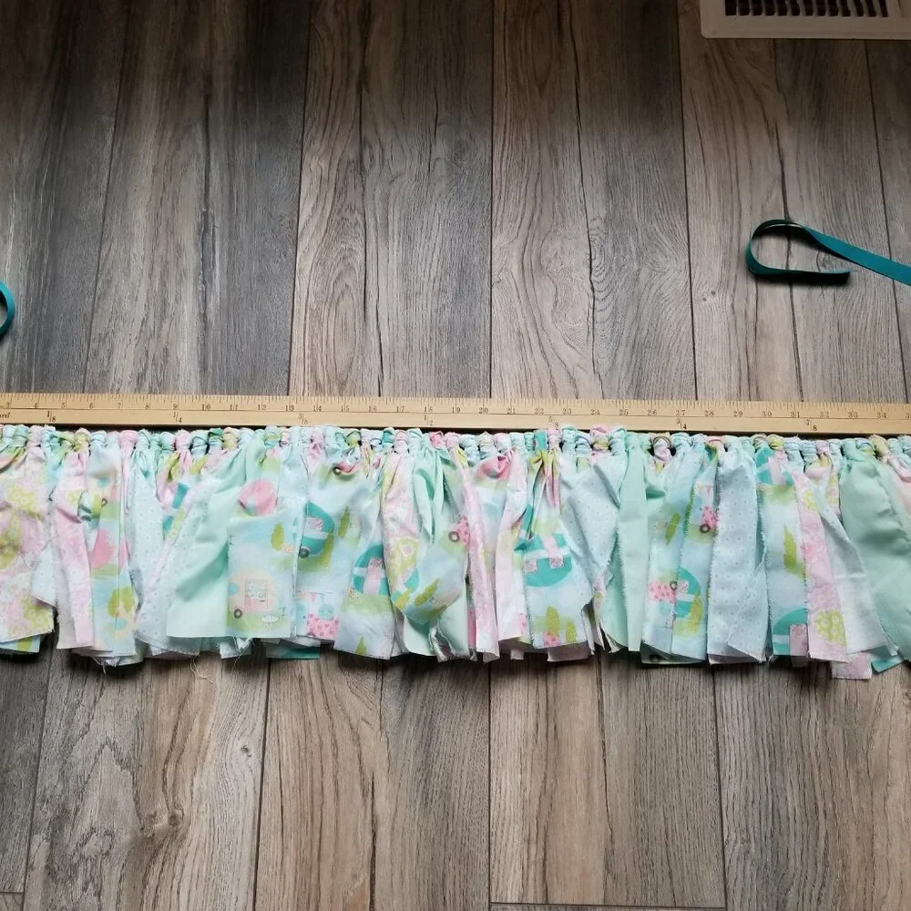 Fabric Banner Wall Hanging | Cubicle Decor, Fabric Garland | Pink Campers | 7’